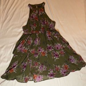 Torrid Olive Green Floral Dress